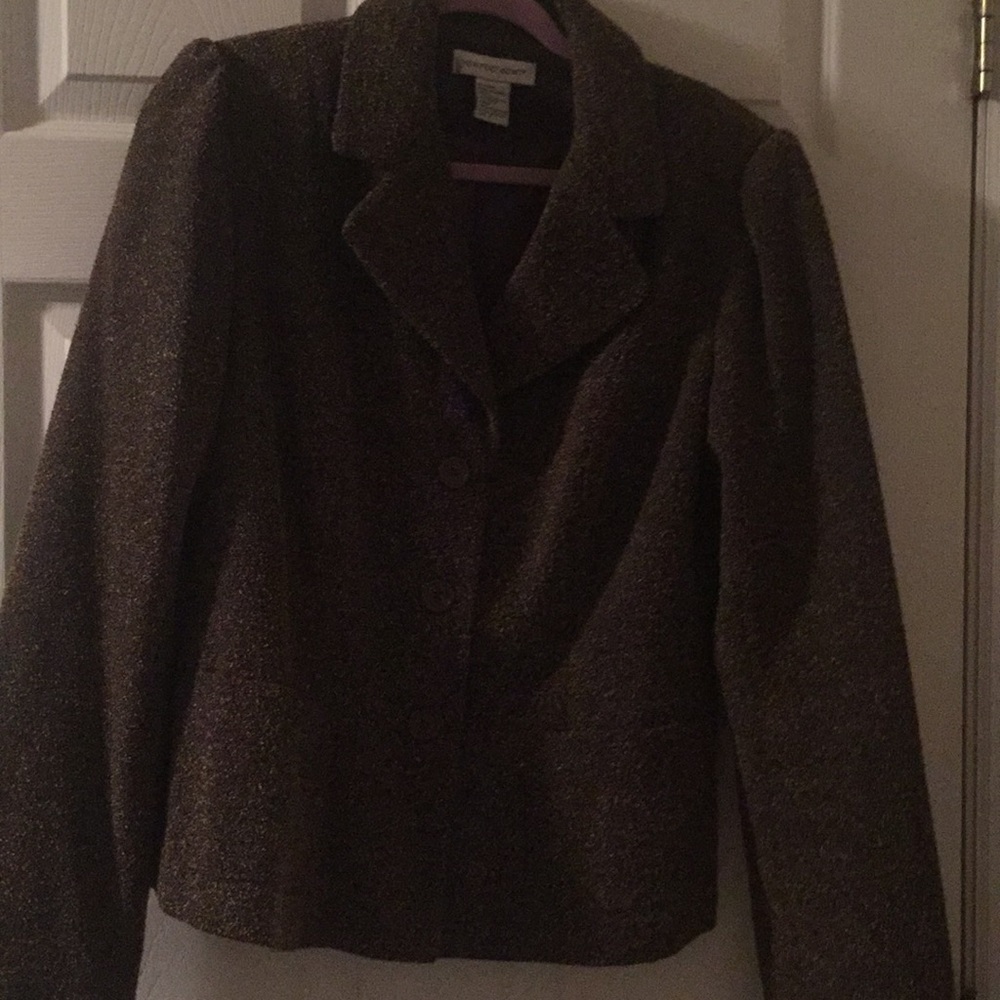 Size 12 Newport News brown tweed blazer